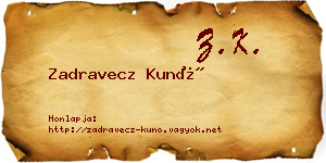 Zadravecz Kunó névjegykártya